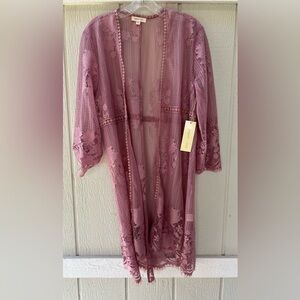 NWT Paper Tee Mauve Lace kimono